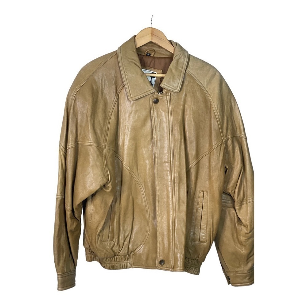 Vintage Bellavia Tan Leather Bomber Jacket - Picture 2 of 13